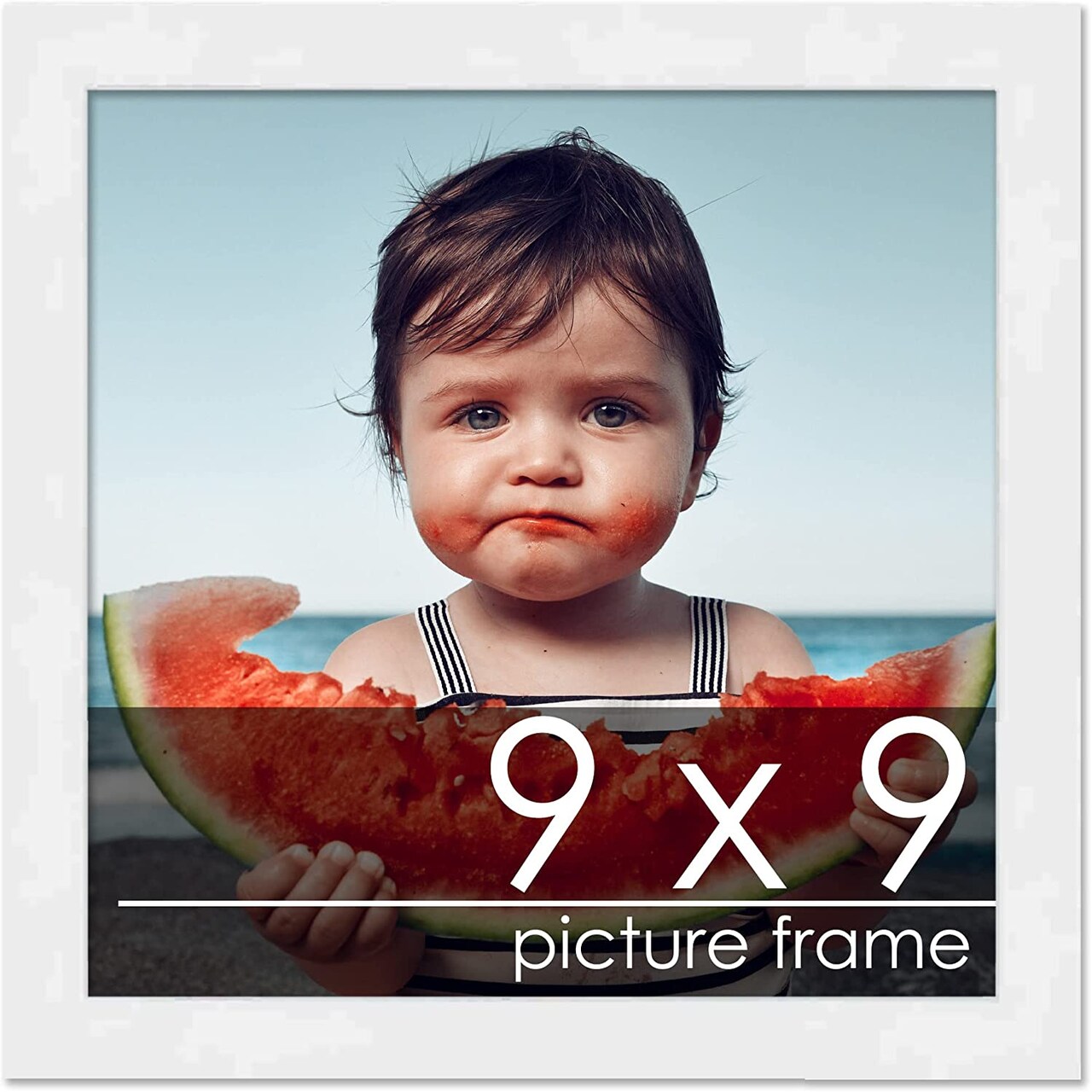 Square Classic Modern White Picture Frame - UV Acrylic, Foam Board Backing, Hanging Hardware